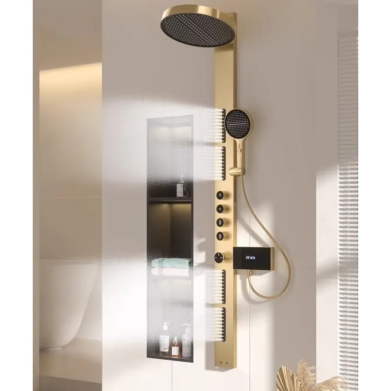 Spa & Wellness Hotel Olympia Mariánské Lázně - Messing regendouchepaneelset met digitaal display, wandmontage,